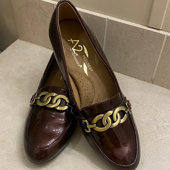 A2 By Aerosoles Shoes - A2 By Aerosoles Women's Dark Brown Chain Loafers 5.5